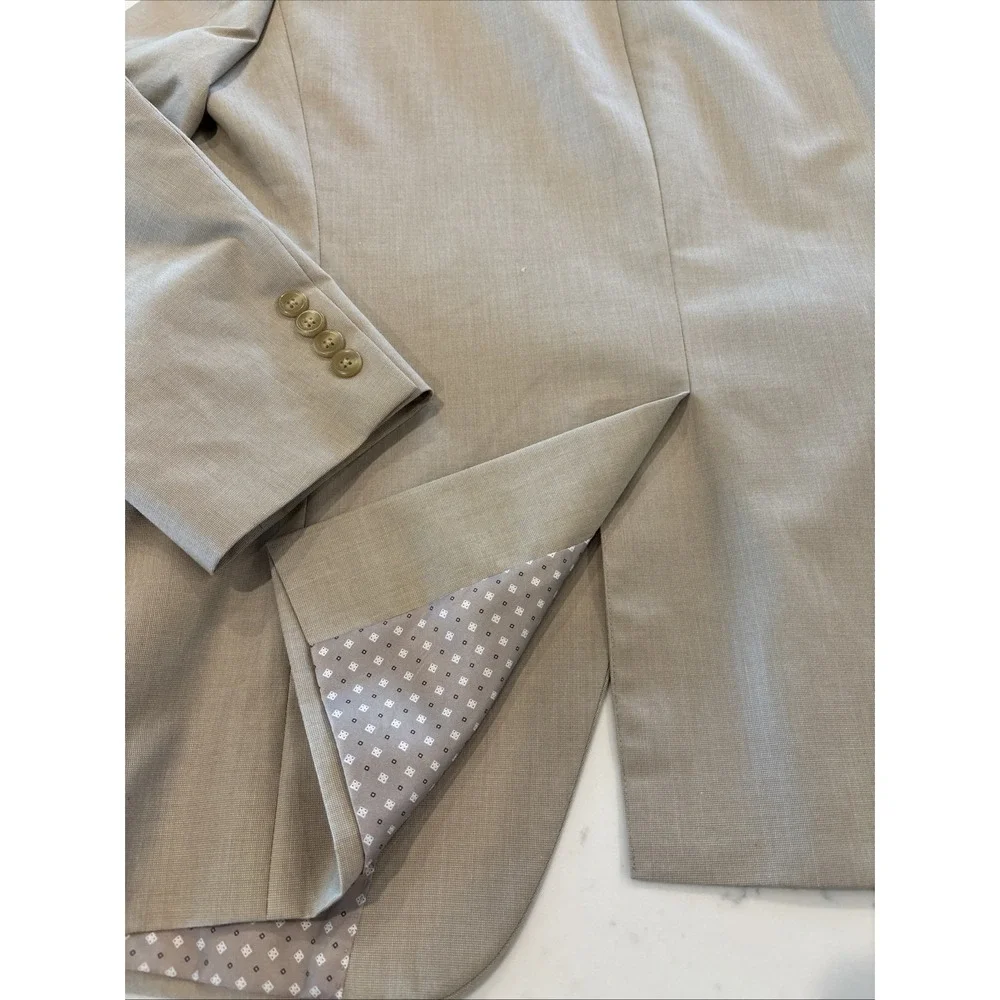 Chaps Blazer Mens 42R Tan‎ Polyester Rayon Sport Coat 2 Button Jacket Casual EUC